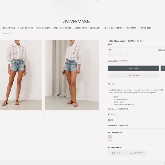 Zimmermann Halliday Lace Flower Shirt Small size 1 - Picture 3 of 16